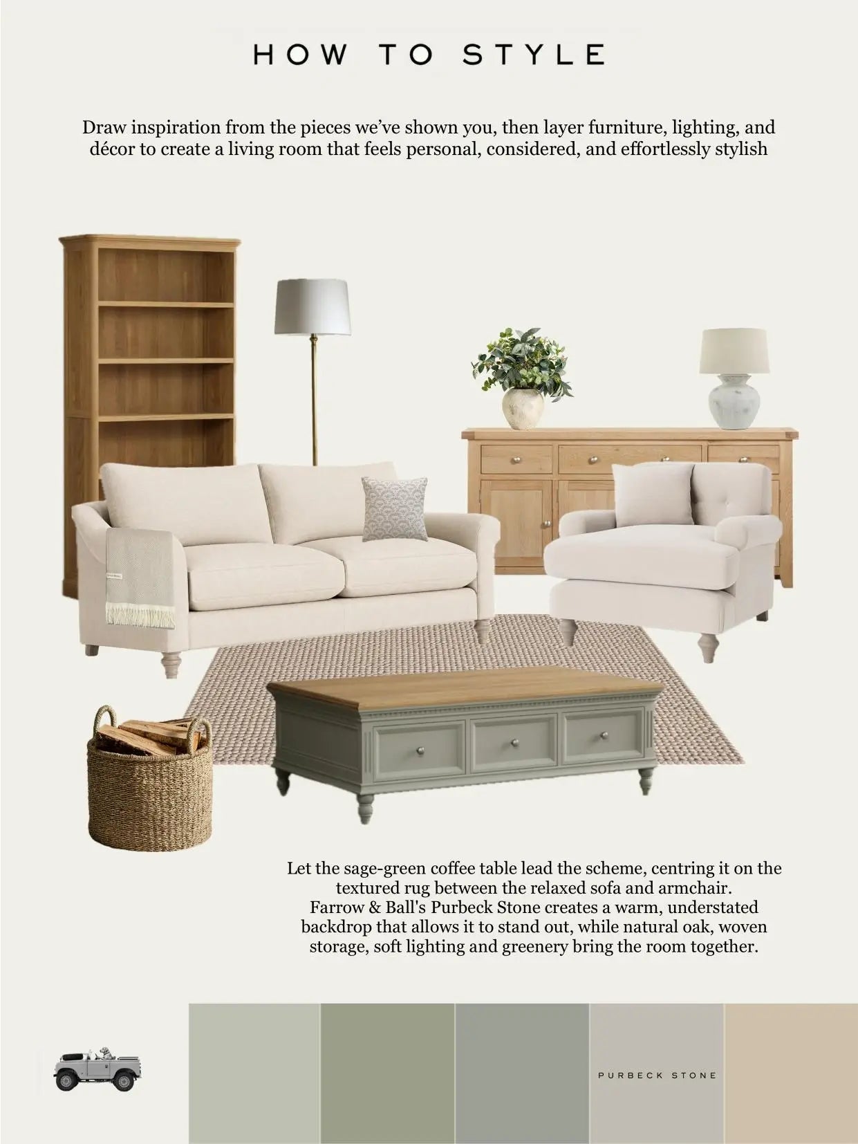 A complete styled living room scheme